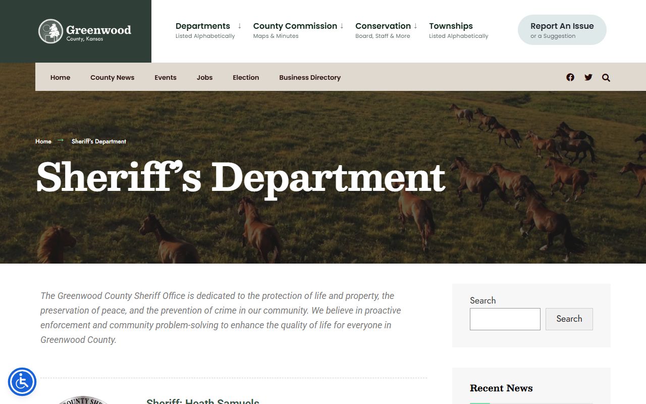 Greenwood County Jail inmate records on the official sheriff page